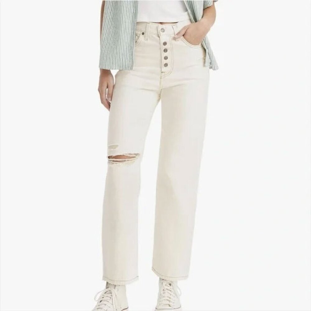 Levi's®Snap Rib Cage Straight AnkleDistressed Jeans Size 29